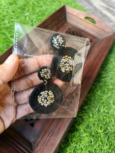 Boho Black Round Earrings