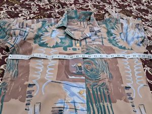 Vintage Abstract Print Button-Up Shirt