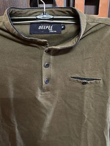 Men's Olive Green Henley T-Shirt