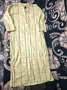 Pastel Yellow Printed Long Kurti | Elegant Ethnic
