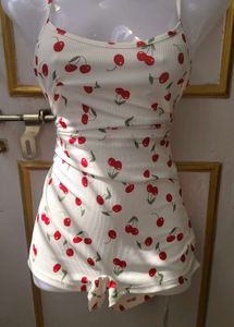 Cute Cherry Print Summer Romper