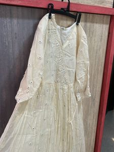 Elegant Off-White Embroidered Anarkali Kurta