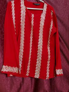Lovely Red Kurta with Delicate Embroidery