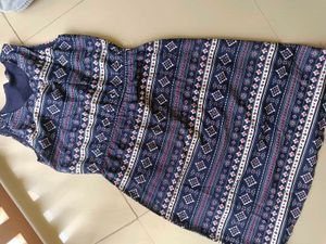 Stylish Blue Patterned Sleeveless Dress