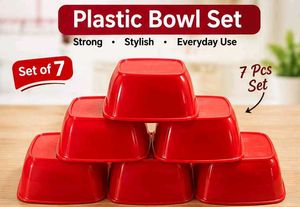 Red Plastic Bowl Set - 6 Pcs