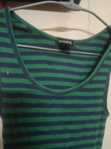Green &amp; Navy Striped Tank Top