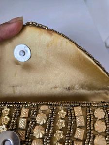 Sparkling Gold Beaded Clutch Bag