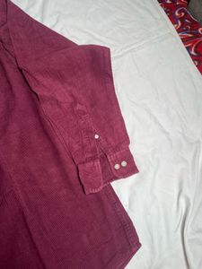 Burgundy velvet Corduroy Button-Down Shirt