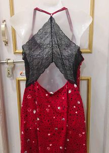 Cute Red Heart Print Nightgown
