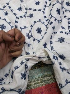Embroidered White Palazzos with Mul lining