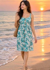 Floral Button-Front Midi Dress