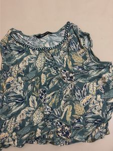 Boho Leaf Print Embellished Top