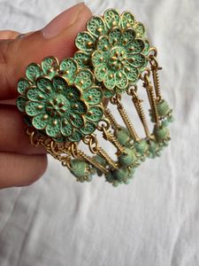 Green Bell Tassel Earrings