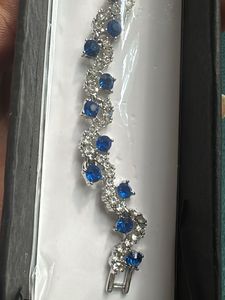 CZ Crystal Silver Plated Sparkling Blue Bracelet