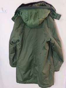 Men's Olive Green Military Parka Jacket - Heavy Wi
