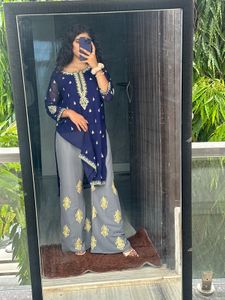 Elegant Blue &amp; Grey Kurta Set (XL, XXL)
