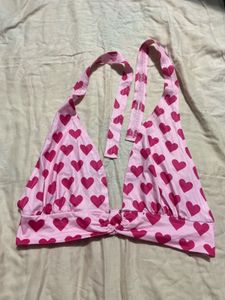 New Pink Heart Halter Top