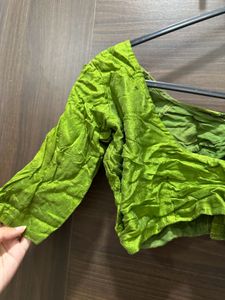 🦜 Parrot Green silky Blouse