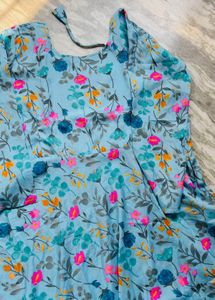 Light Blue Floral Anarkali Kurta