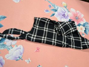 Black &amp; White Checkered Tie-Front Shirt