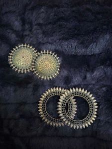 Oxidized Silver Earrings and Bangles Set