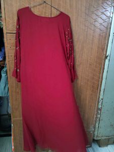 maroon gown