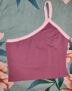 Shein One Shoulder Contrast Trim Short Top