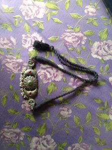 Exquisite Oxidized Silver Necklace with Kemp Stone