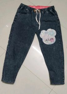 Cute Denim Jeans with Mickey Mouse Patch