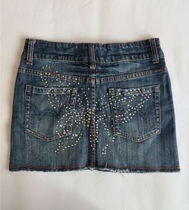 y2k embellished Stylish Blue Denim Mini Skirt