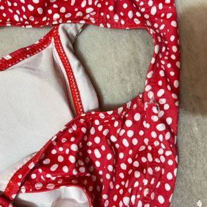 Red &amp; White Polka Dot Bikini Top