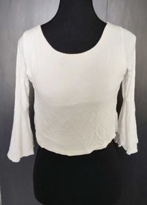 White Bell Sleeve Crop Top