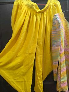 Vibrant Yellow Dhoti Pants &amp; Printed Kurti Set