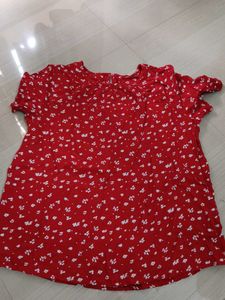 Red Floral Print Top