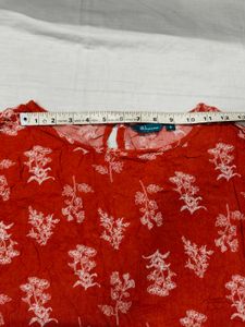 Orange Floral Print Top