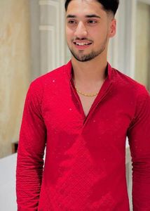 Men's Red Kurta