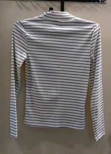 Chic Striped Mock Neck Top