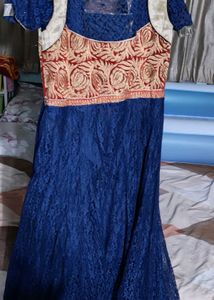 Elegant Blue Lace Ethnic Gown