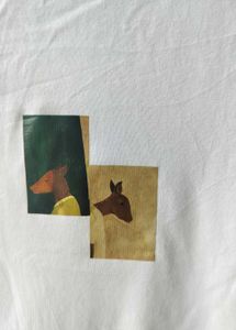 White T-Shirt with Abstract Deer Graphic