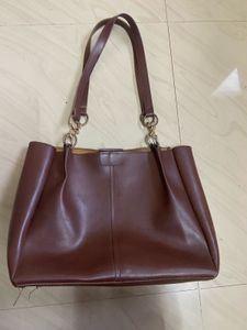 Chic Brown Faux Leather Tote Bag