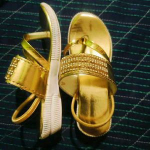Golden Embellished Flat Sandals
