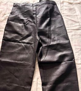 Shiny Black Wide-Leg Pants