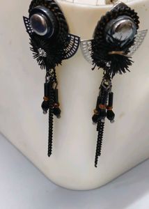 Unique Black Tassel Dangle Earrings