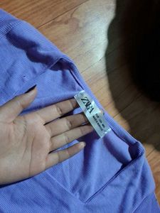 Purple Ribbed Long Sleeve Top