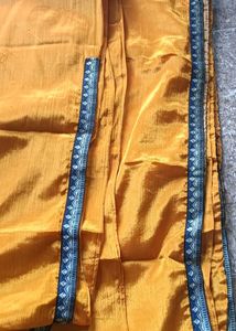 Elegant Yellow Saree with Blue Border