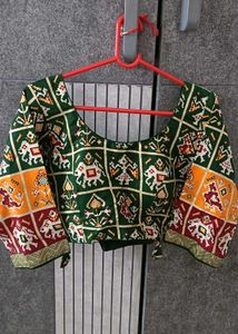 Green patola  Print Silk Blouse
