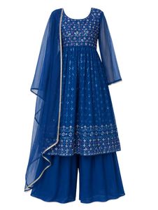 Stunning Blue Embroidered Kurta Set