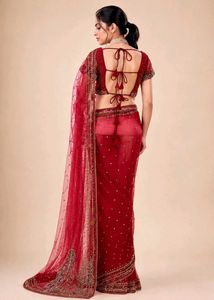 Embellished Red saree with blouse