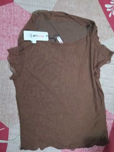 mesh fabric brown top