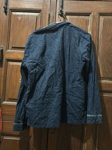 Stylish Blue Printed Button-Up Shirt